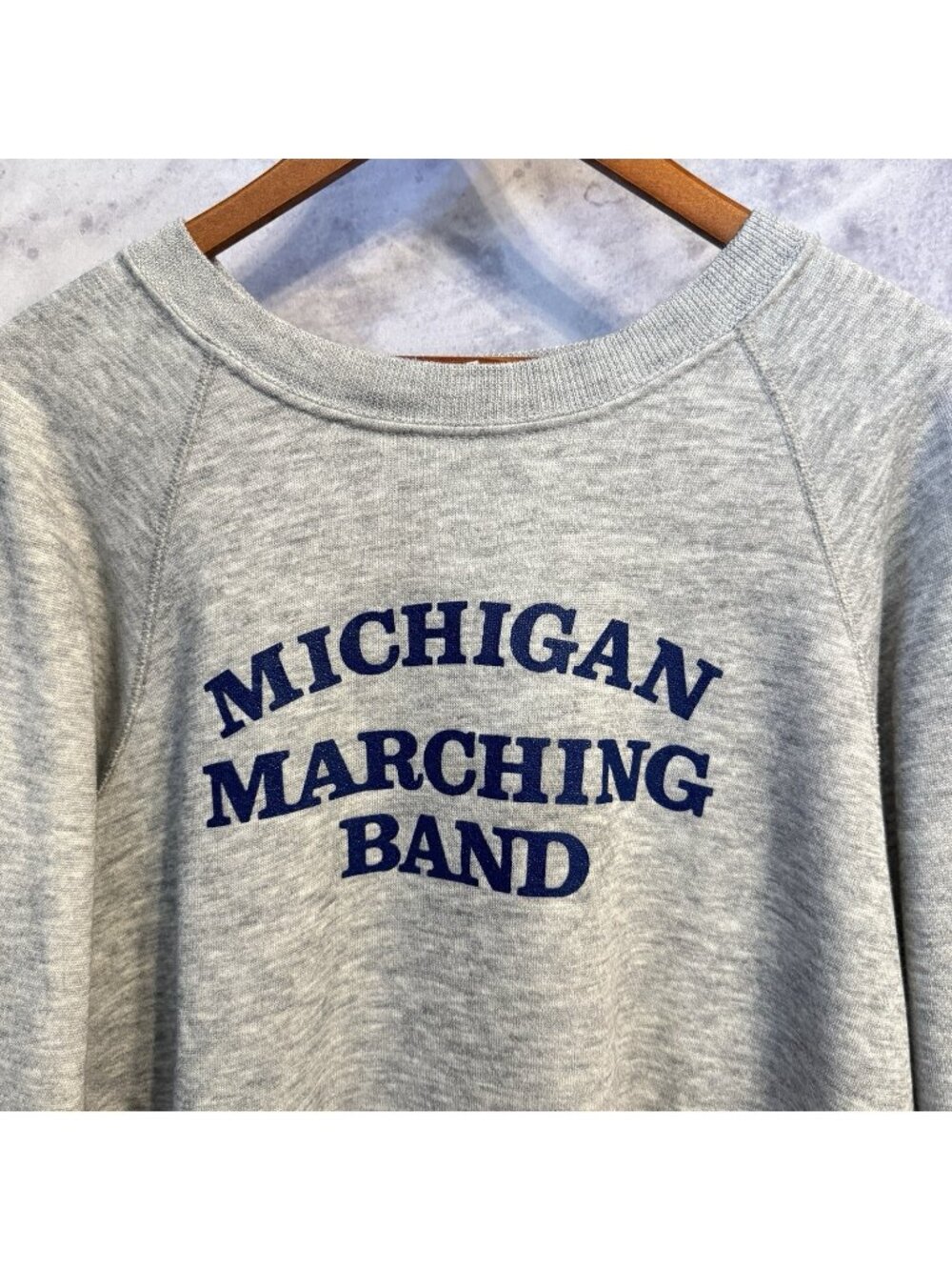 Vintage 80s Michigan Marching Band Raglan Sweatshirt Mens XL Gray Crew Neck